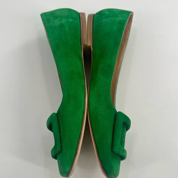 Ann Mashburn Suede Buckle shoe flat in Emerald Green Suede Sz 37.5 - Picture 4 of 5